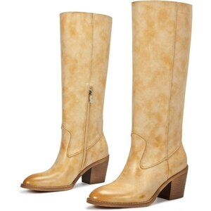 Women's Yellow Western Cowgirl Boots with Almond Toe Comfortable Ultra